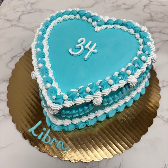 Double Layer 9" Heart Shaped Cake "The Teal Version"
