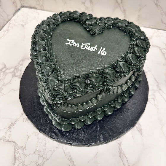 Double Layer 9" Heart Shaped Cake "The Black Version"