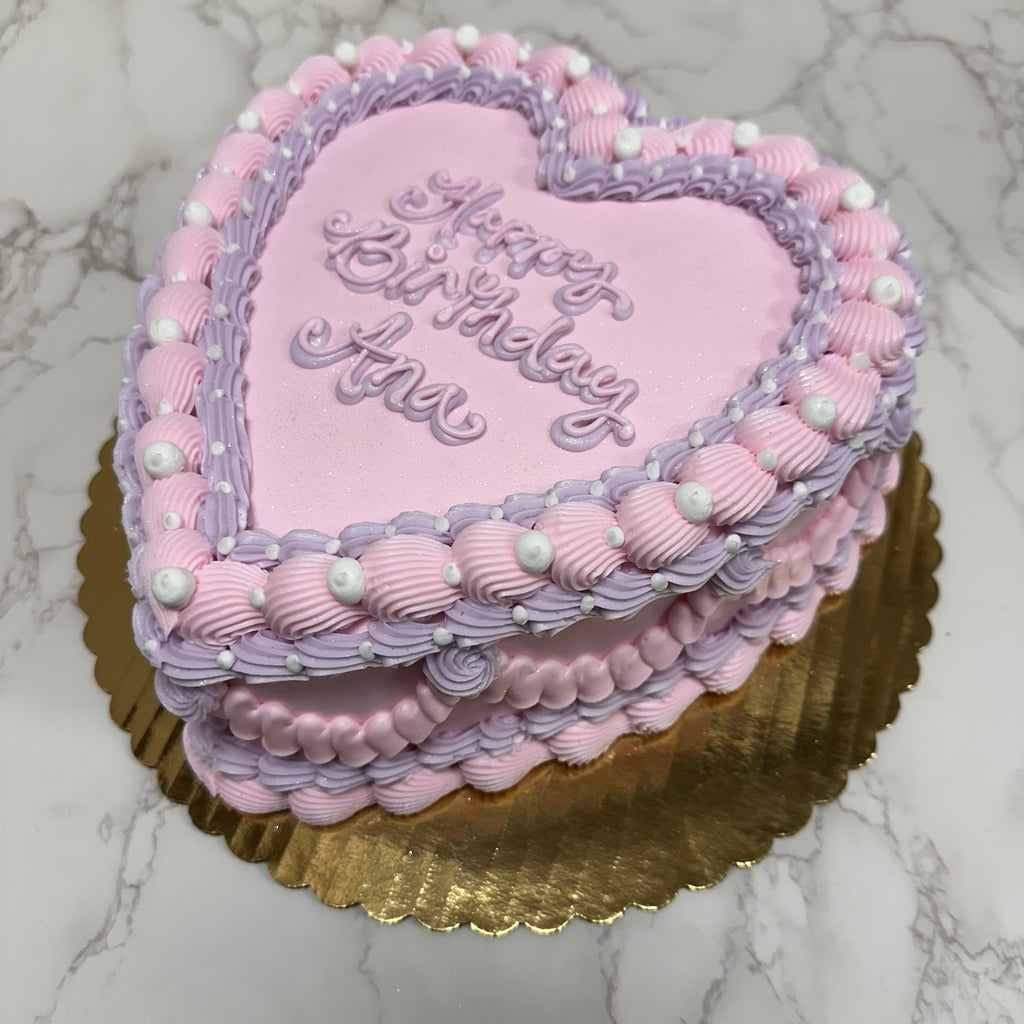 Double Layer 9" Heart Shaped Cake "The Pink & Lavender Version"