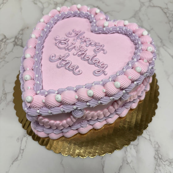 Double Layer 9" Heart Shaped Cake "The Pink & Lavender Version"