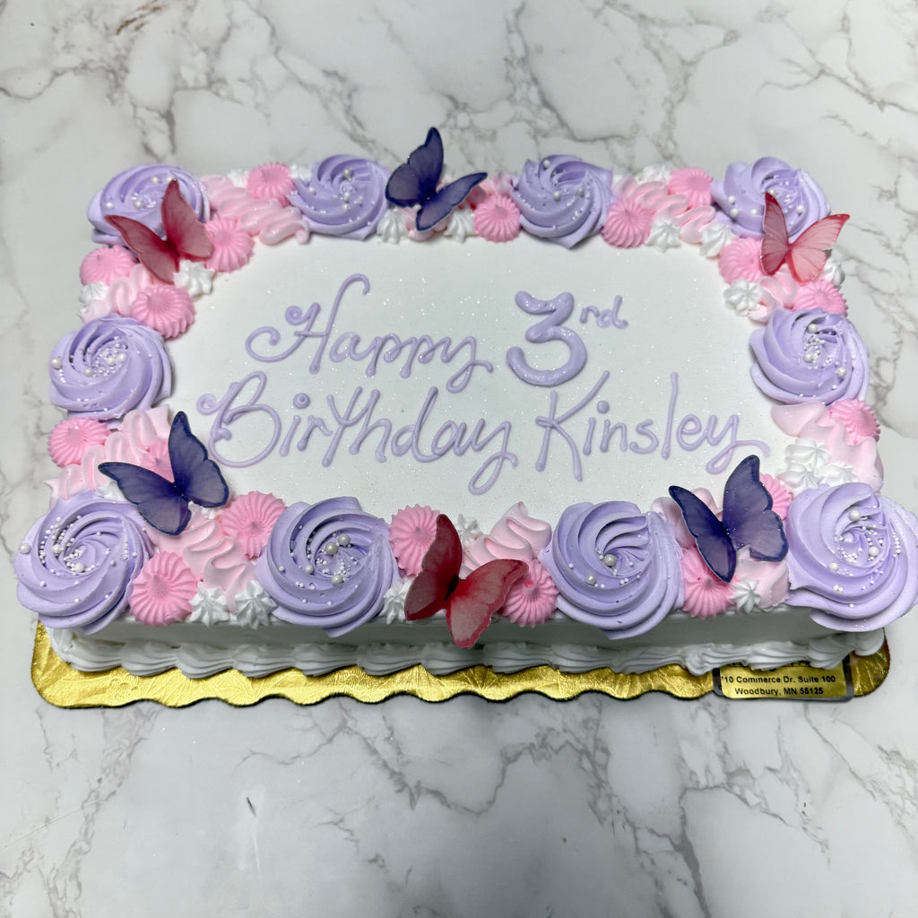 Butterfly and Flowers Sheet Cake