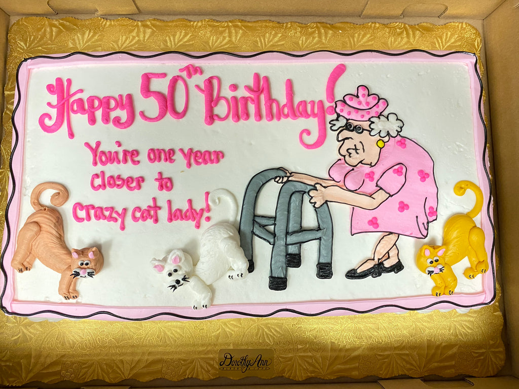 Crazy Cat Lady Artistic Sheet Cake