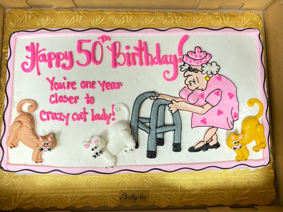 Crazy Cat Lady Artistic Sheet Cake