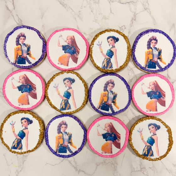K POP Edible Image Cookies with Sprinkle Border