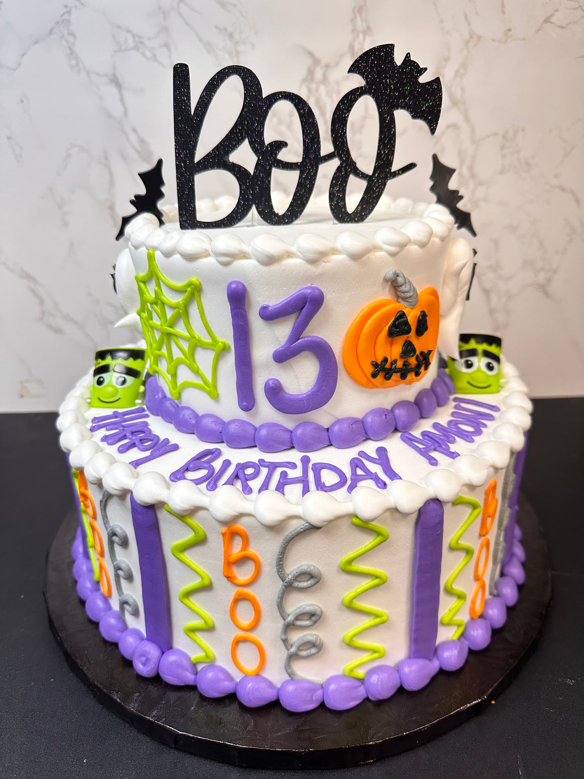 BOO Halloween Tiered Cake 8-6"