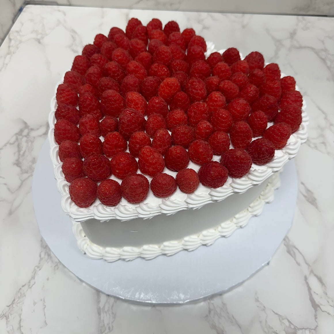 Double Layer 9" Heart Shaped Cake "Fresh Raspberries"