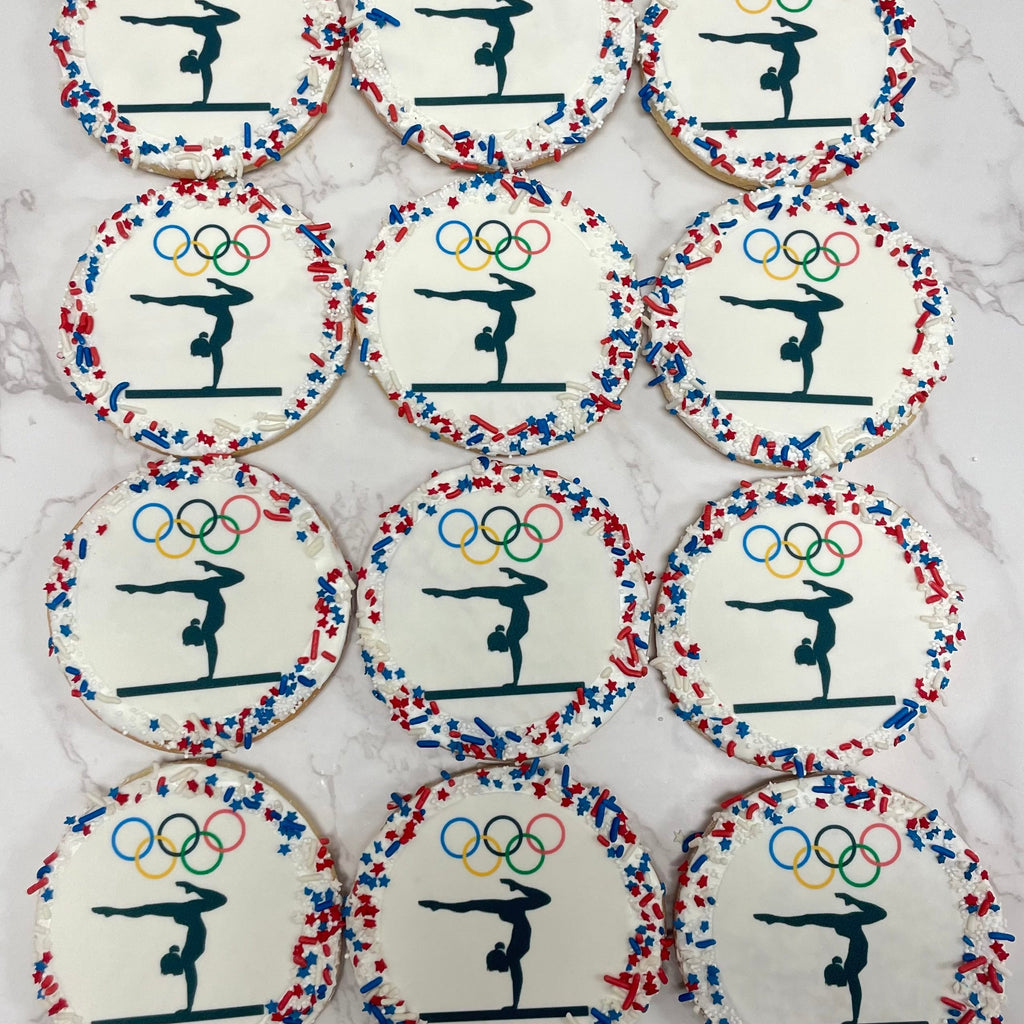 Edible Image Cookies with Sprinkle Border Olympic Gymnastics