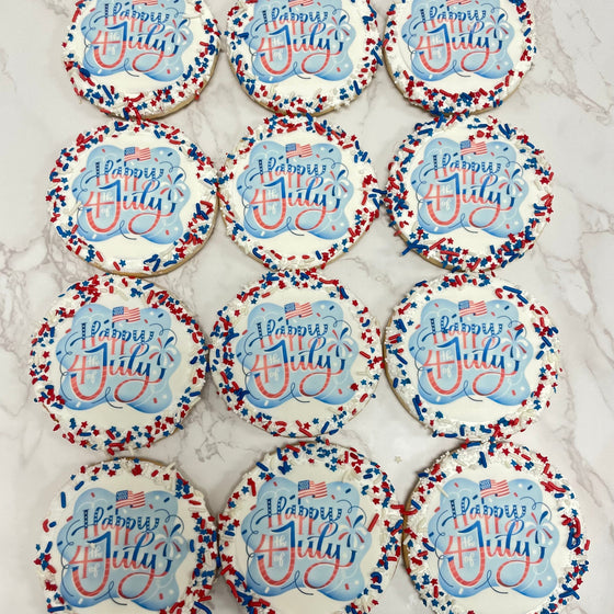 Edible Image Cookies with Sprinkle Border 4th of July