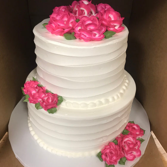 Horizontal Stucco Floral Tiered Cake