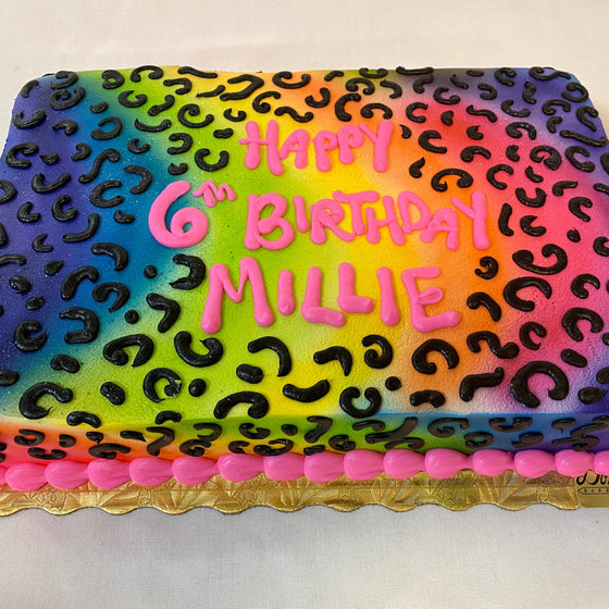 Rainbow Leopard Design Sheet Cake