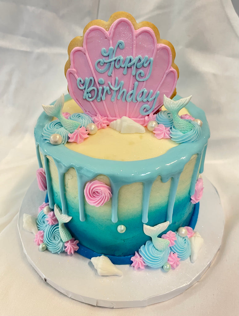 Mermaid Cake with Shell Cookie