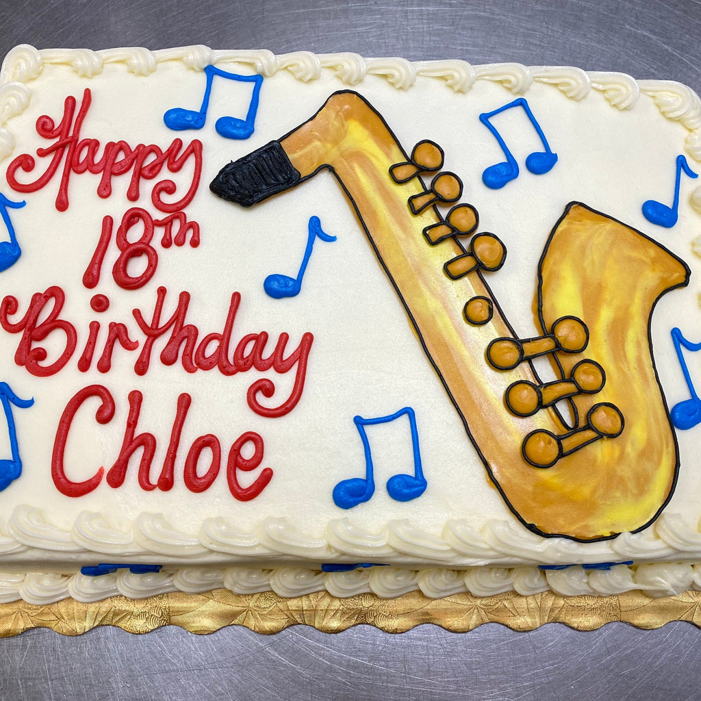 Saxophone Design Sheet Cake