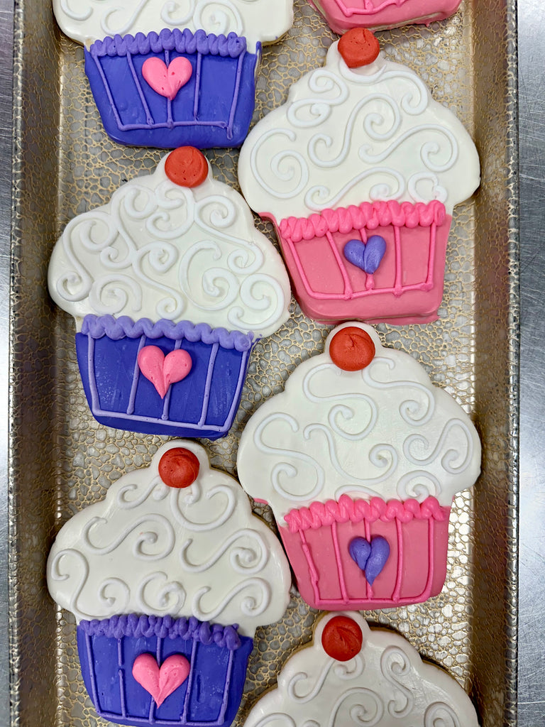 Valentine Cupcake Decorated Cookies