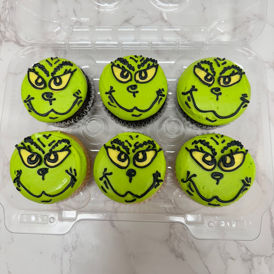Grinch Face Cupcakes