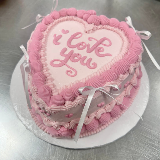 Double Layer 9" Heart Shaped Cake "i love you"