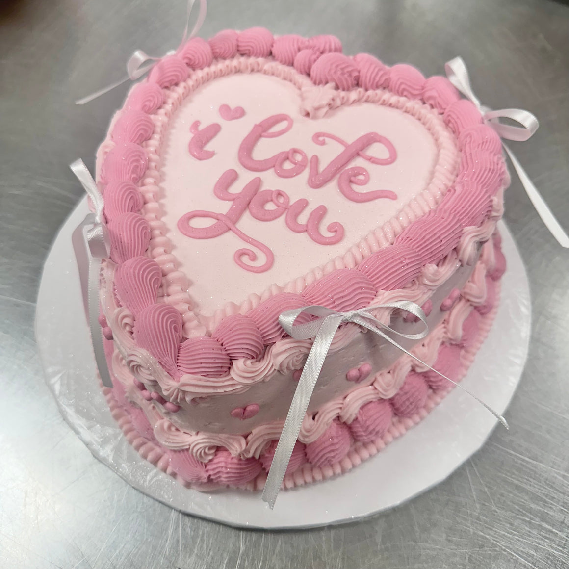 Double Layer 9" Heart Shaped Cake "i love you"
