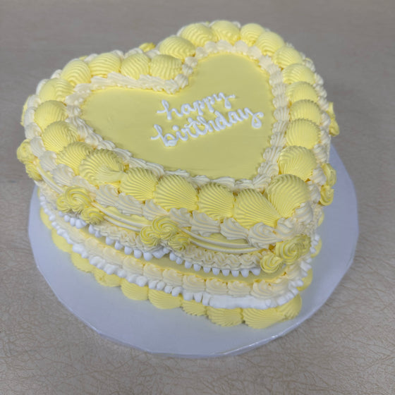 Double Layer 9" Heart Shaped Cake "The Yellow Version"