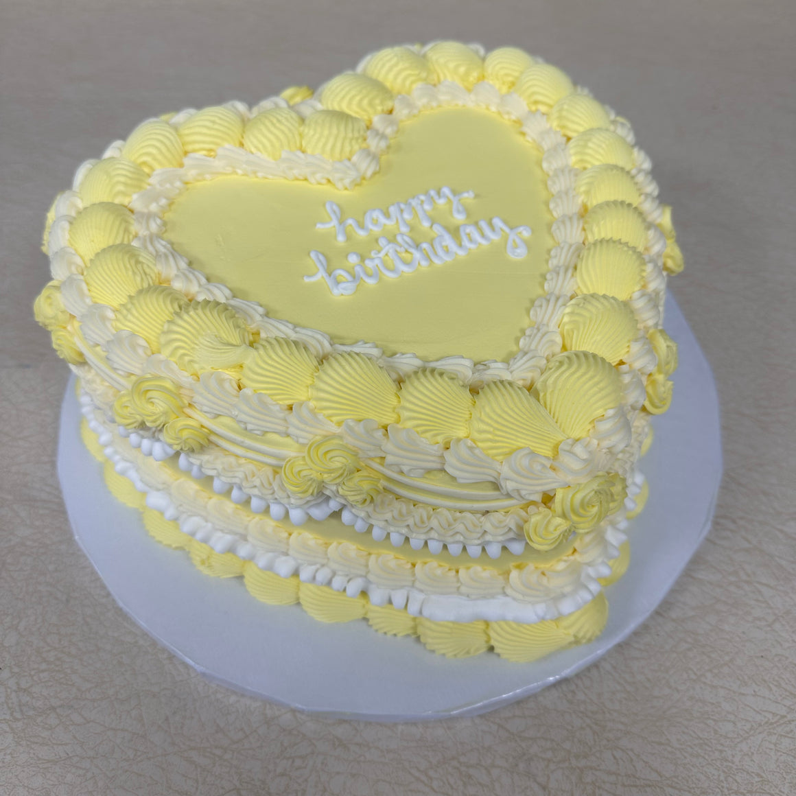 Double Layer 9" Heart Shaped Cake "The Yellow Version"