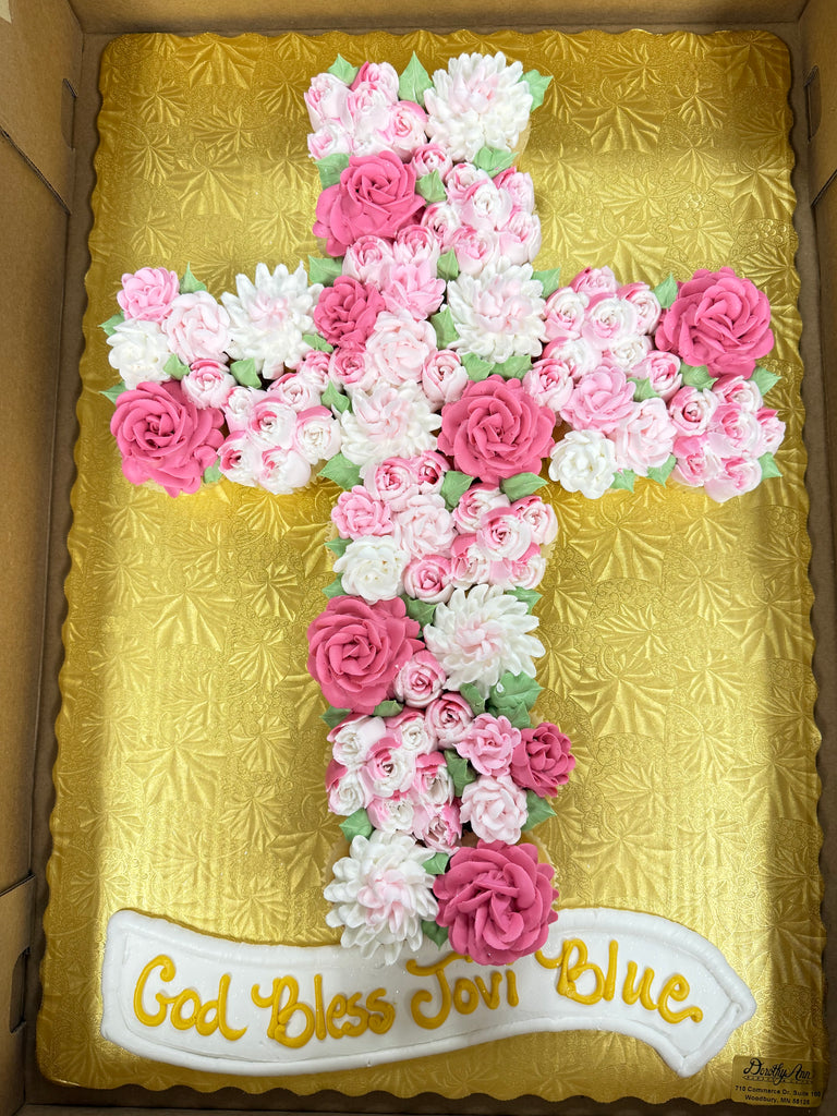Elegant Floral Cross Cupcake Cake