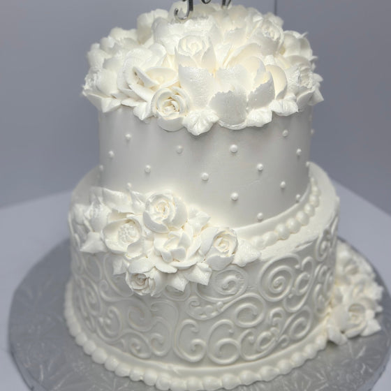 Classic White Tiered Cake with Topper