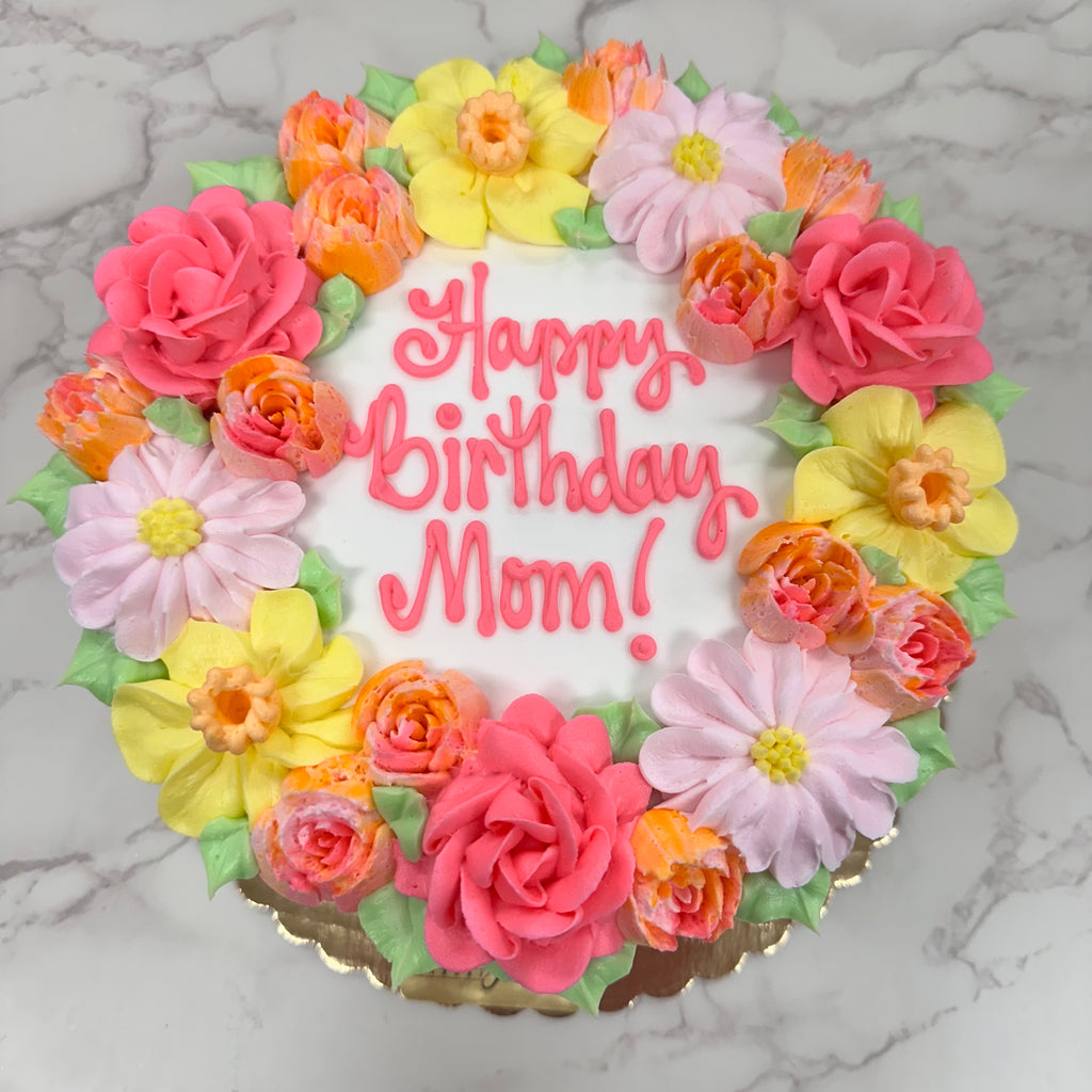 "Springtime" Floral Wreath Cake Design 8" Round
