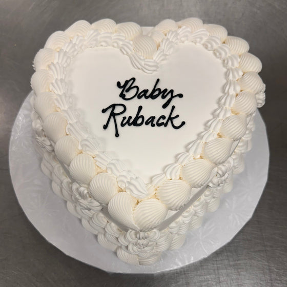 Double Layer 9" Heart Shaped Cake "Elegant White"