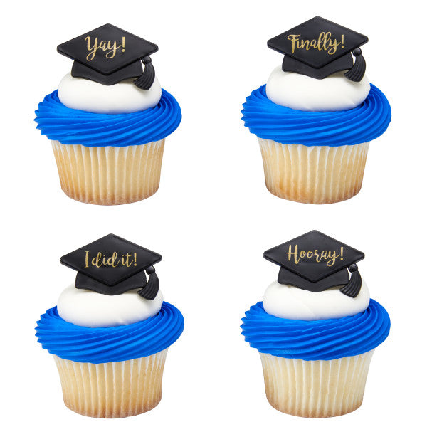 Graduation Party Packaged Cupcakes Grad Hat Sayings