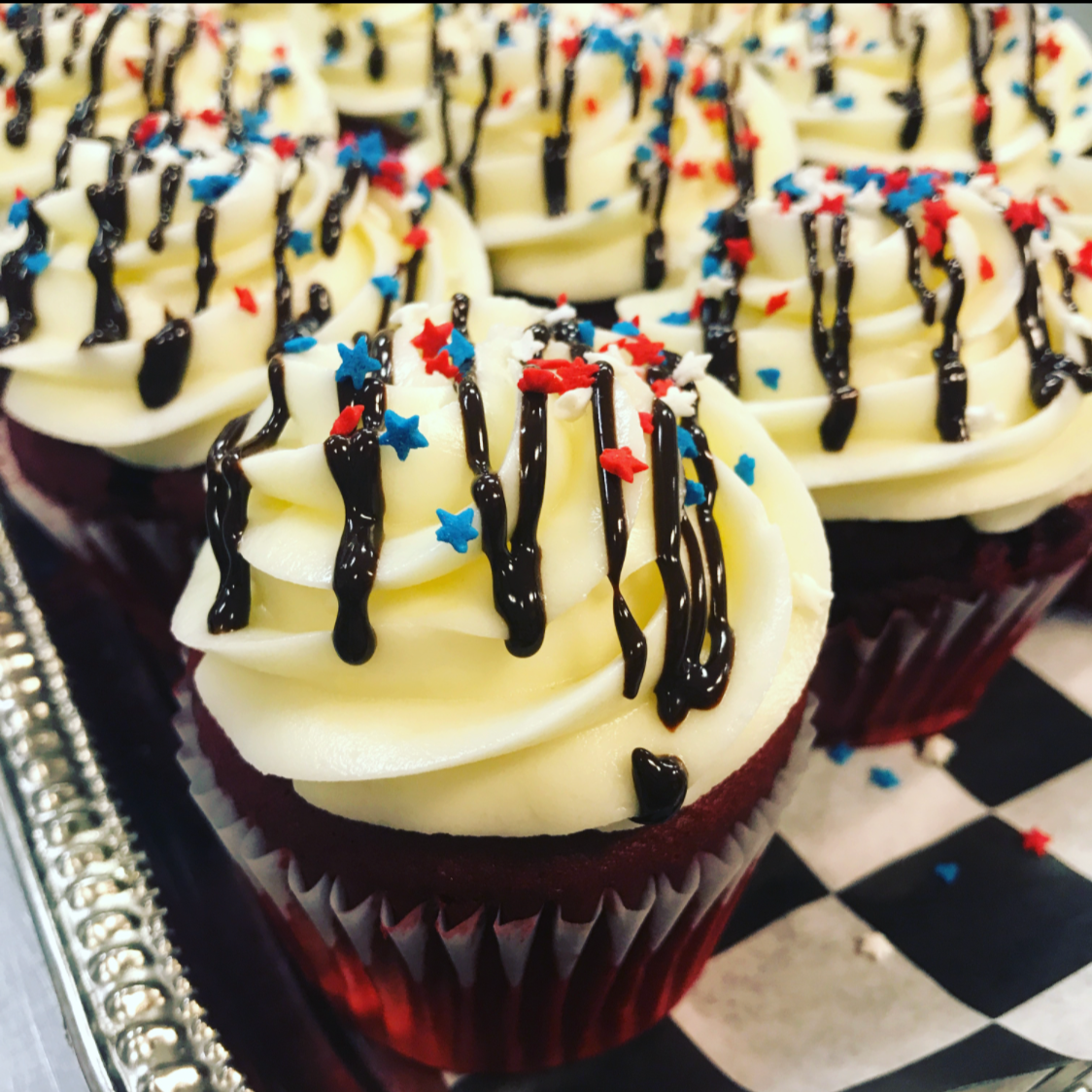 Red White & Ganache Cupcakes