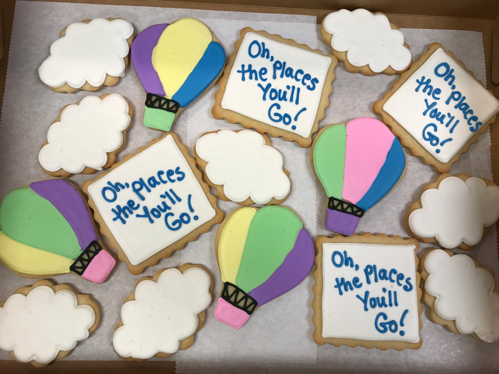 Dozen 'Oh the Places You'll Go' Theme Cookies