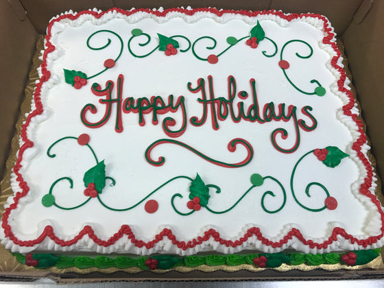 Happy Holidays, Traditional Sheet Cake Design