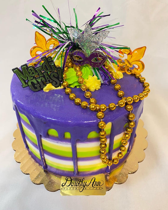 6" Purple Drip Mardi Gras Cake