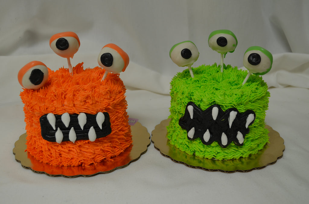 5" Furry Monster Cake with Truffle Pop Eyeballs