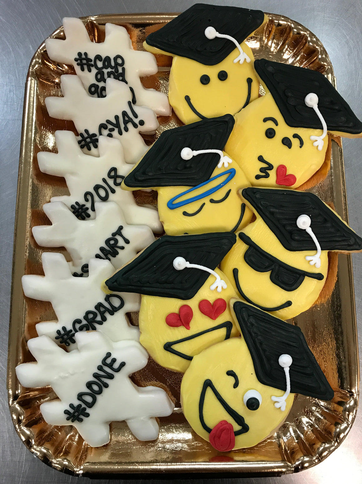 Emoji Grad and Hashtag Grad Cookies