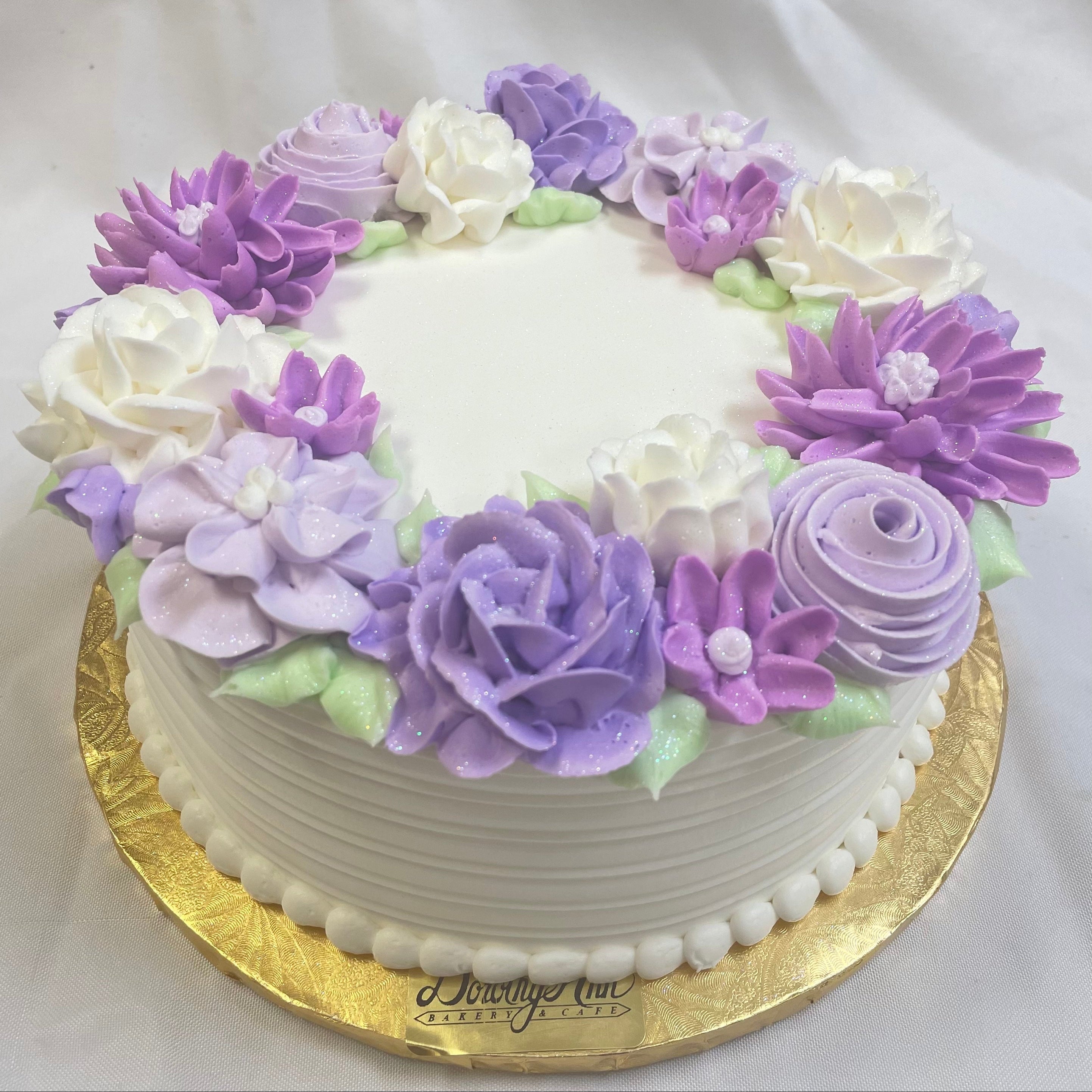 lavender flower cake Purple Floral Wreath Cake Design 8" Round
