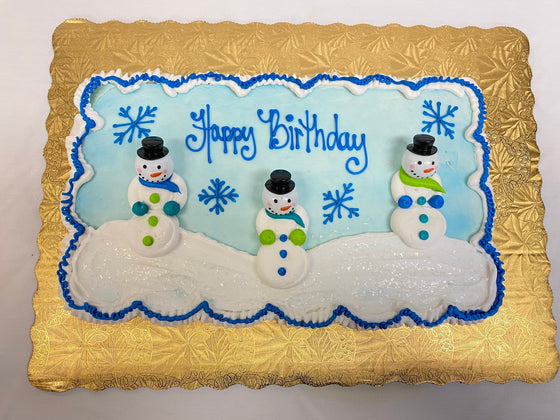 Snowman & Snowflakes, Sheet Cake Design