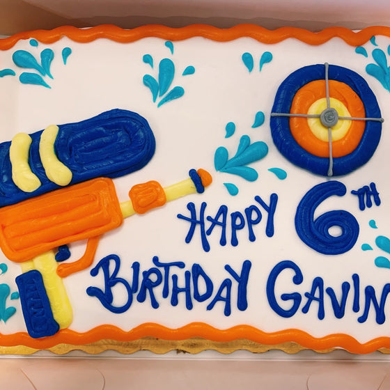 Squirt Gun Sheet Cake