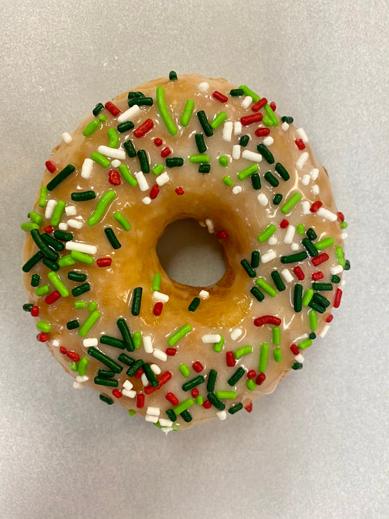 Christmas Donut Raised Glazed with Sprinkles