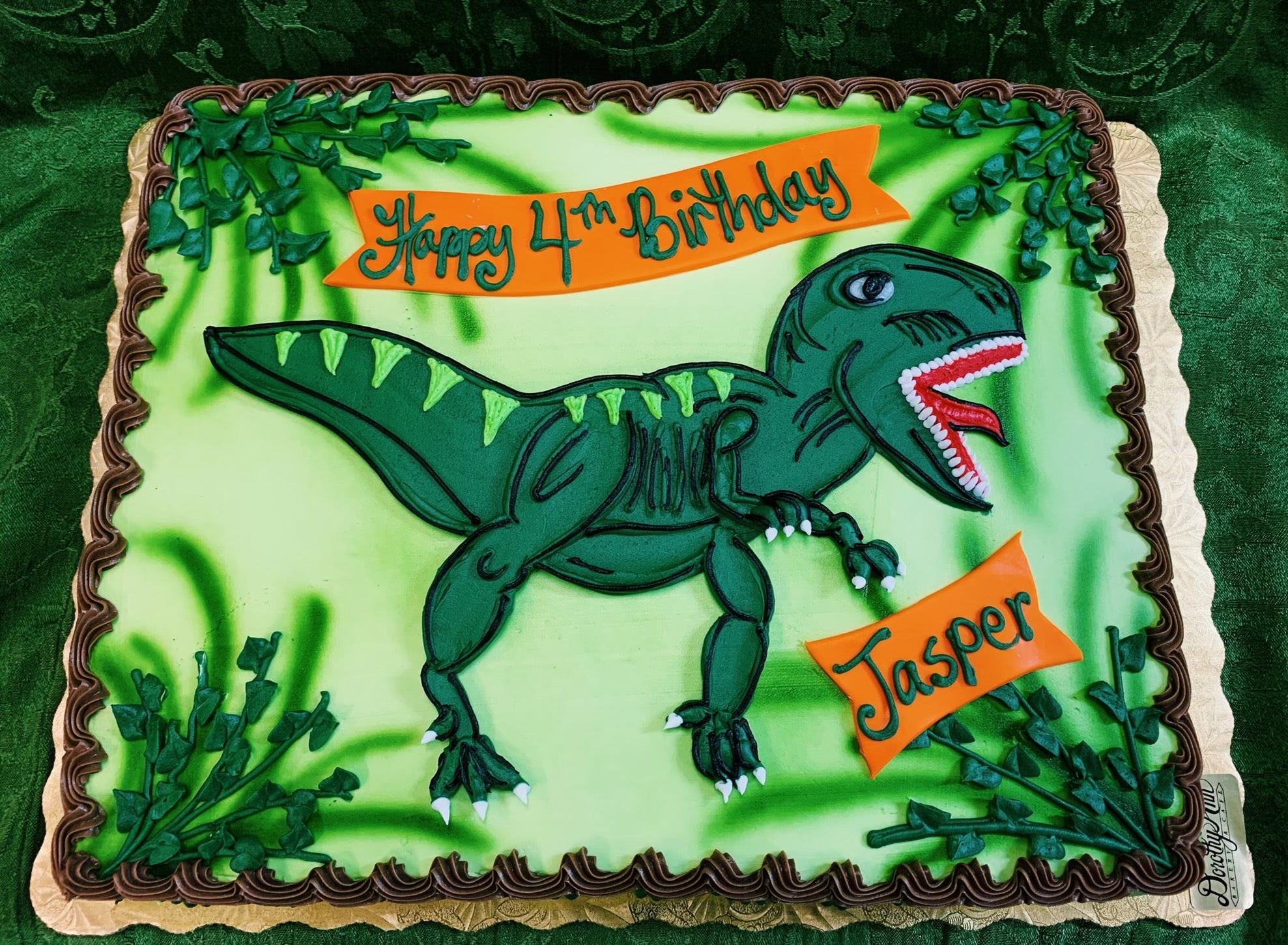 Amazon.com: Dinosaur Cake Topper Green Glitter T-Rex Happy Birthday Party  Cake Decor Dino Jungle Jurassic Dinosaur Themed 1st 2nd 3rd 4th Birthday  Party Cake Supplies Decorations : Grocery & Gourmet Food