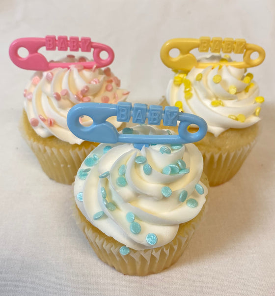 Safety Pin Pick Baby Shower Cupcakes