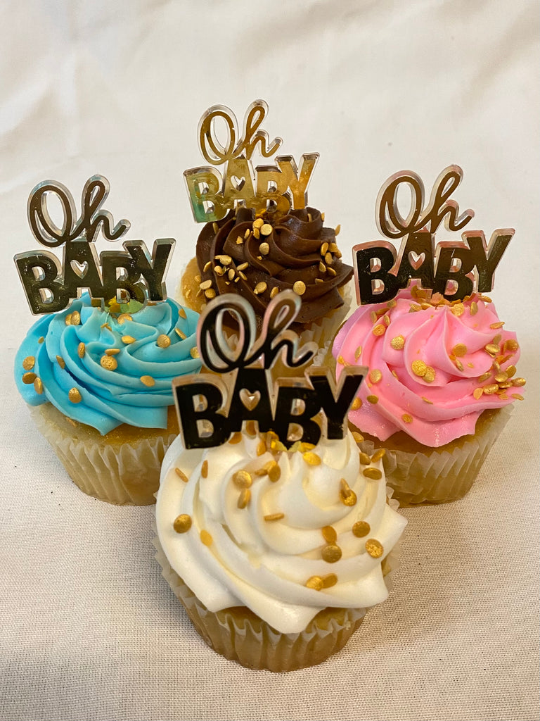 Oh Baby Gold Pick Cupcakes
