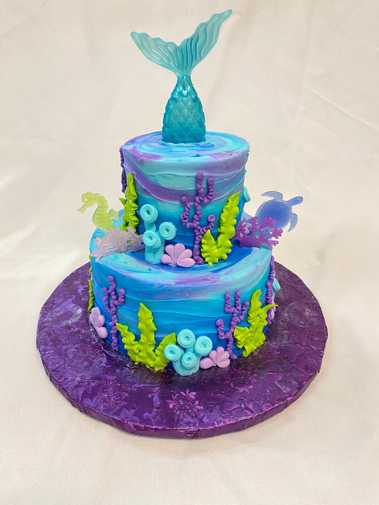 Mermaid Theme Tiered Cake 7-4" (Require 7-10 days notice)