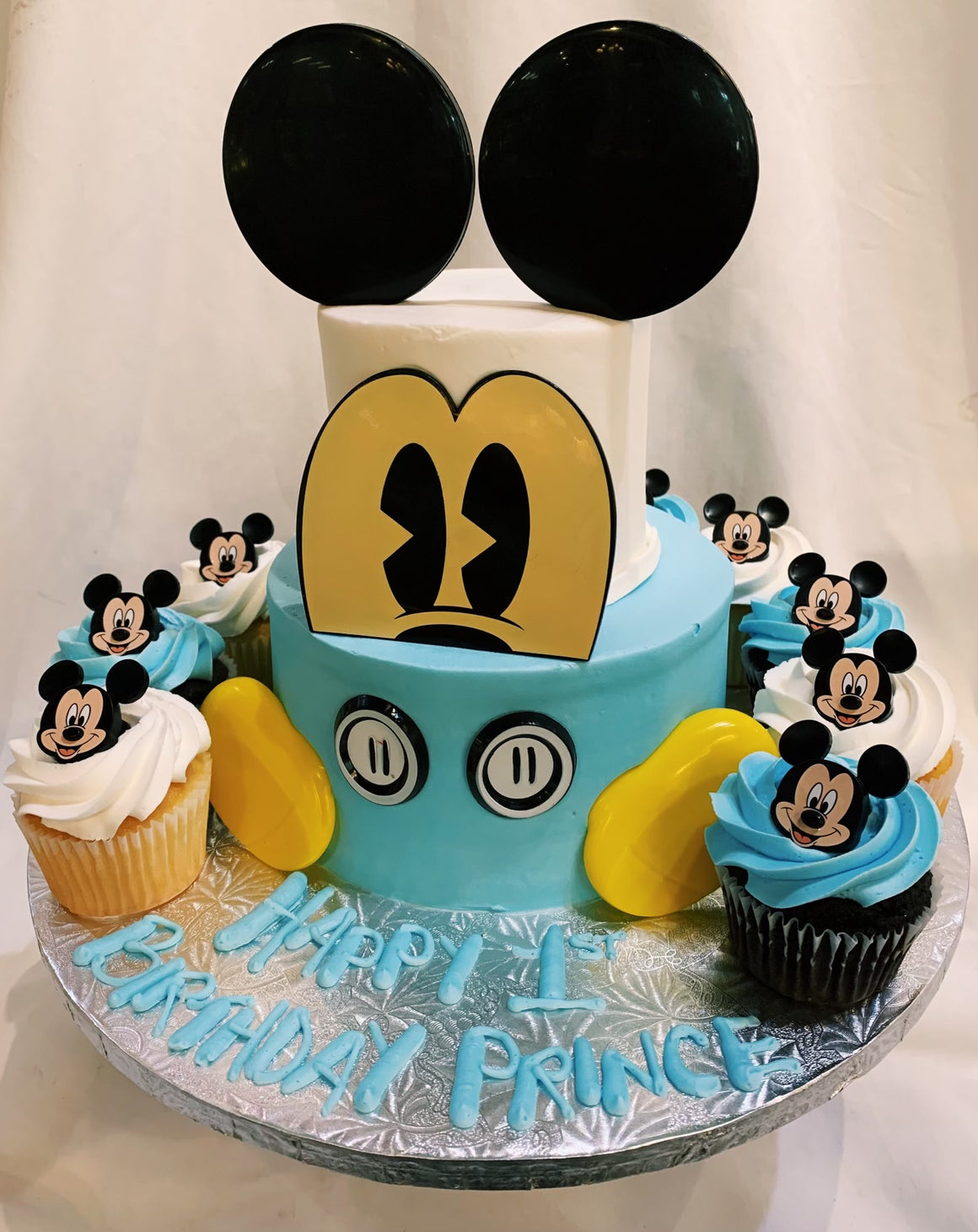 Mickey Mouse Theme Tiered Cake 7-4" (Require 7-10 days notice)