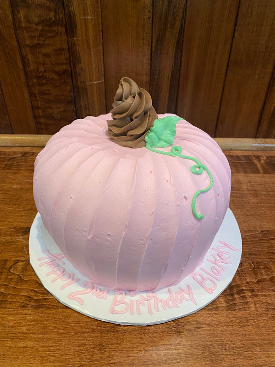 7" Pink Pumpkin Sculpted Cake