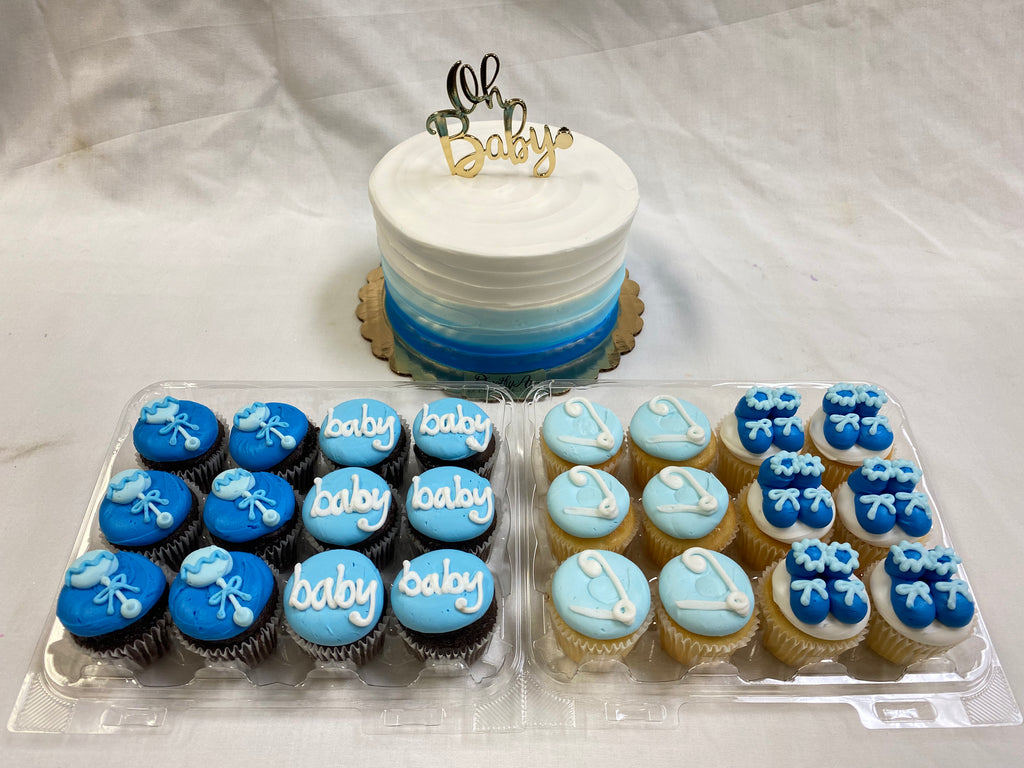 Baby Shower Combo "BLUE- Oh Baby" Theme, Cake & Cupcakes