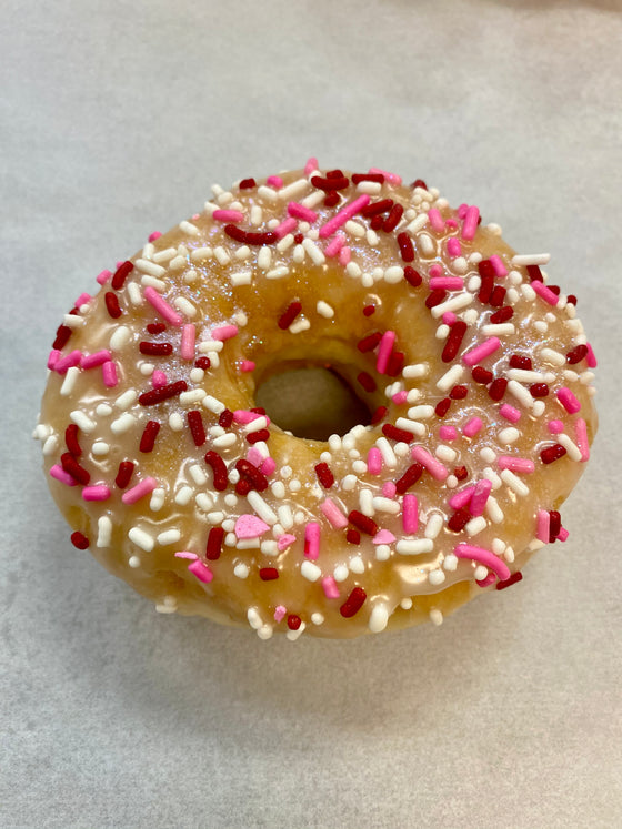 Valentine's Donut Raised Glazed with Sprinkles