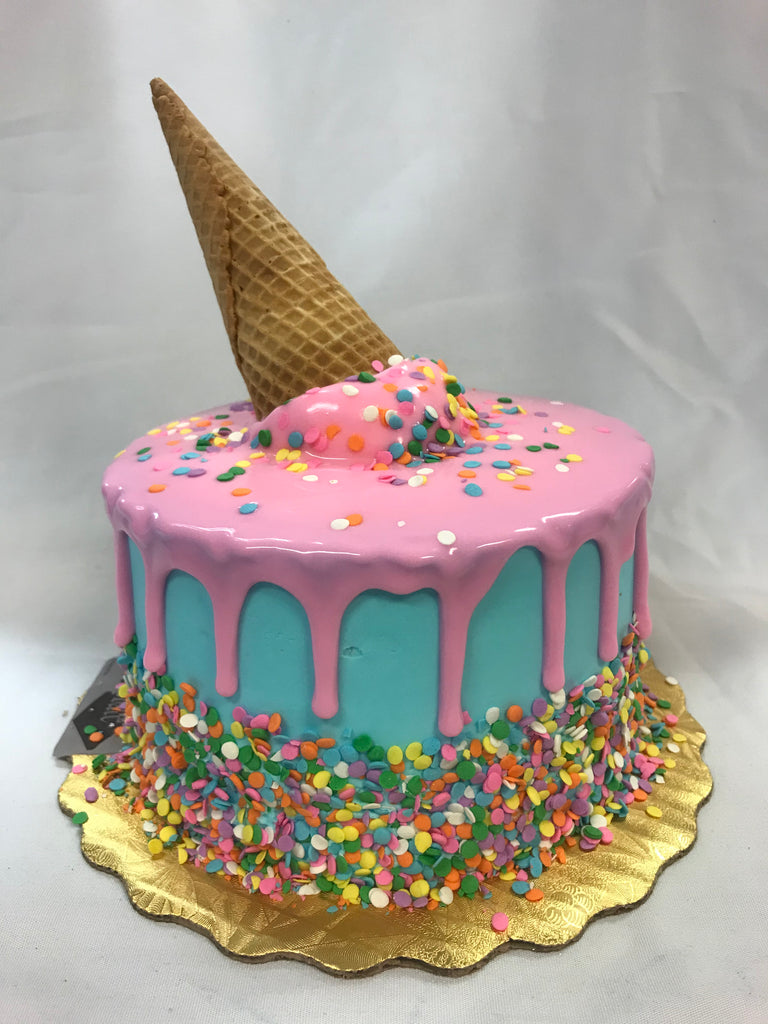 Ice Cream Cone Drip PASTEL 6" Cake