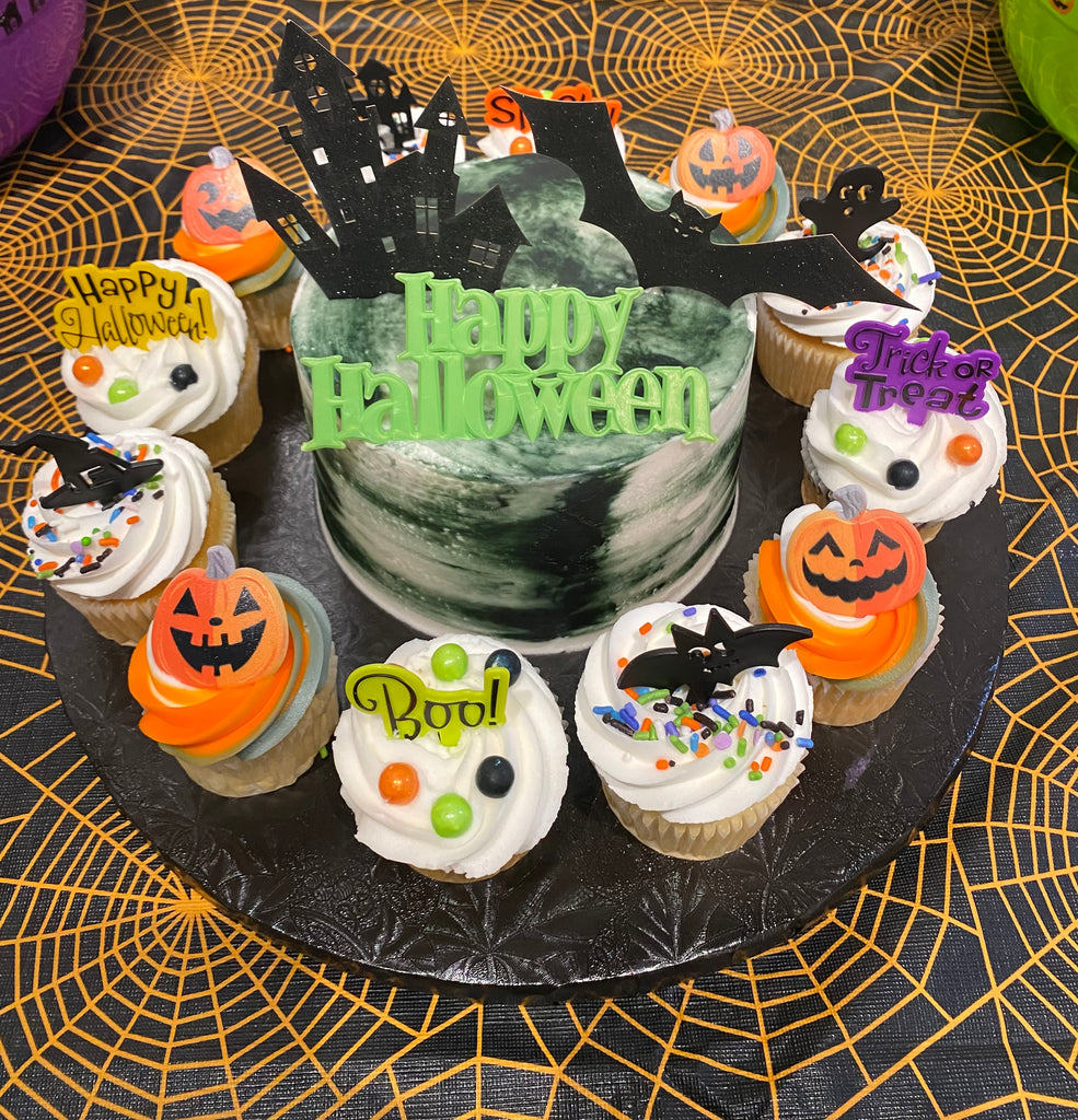 Happy Halloween 7 inch Cake w/ 12 cupcakes