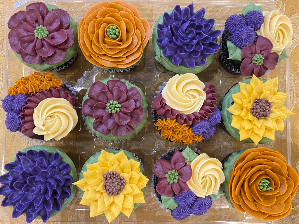 Fall Floral Dozen Cupcakes