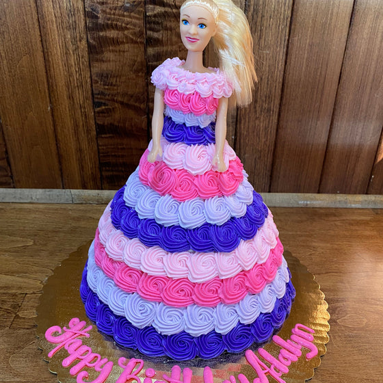 Doll Cake with "Multi-Color Country Rose" Dress