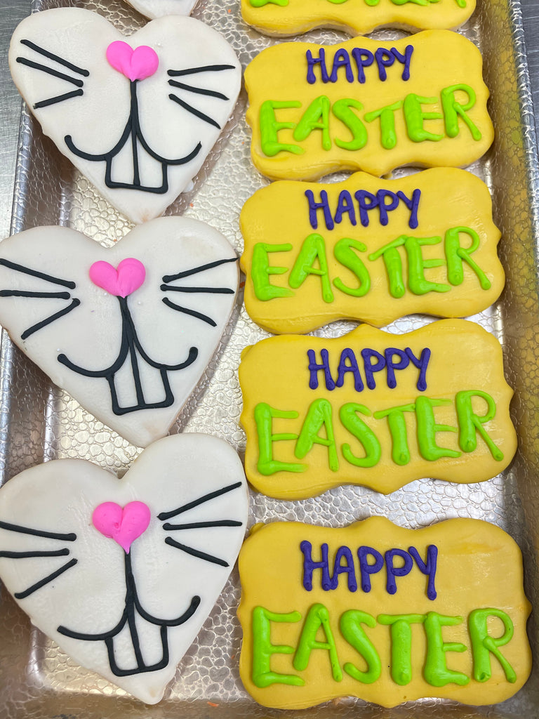 Heart Bunny Face & Happy Easter Decorated Cookie